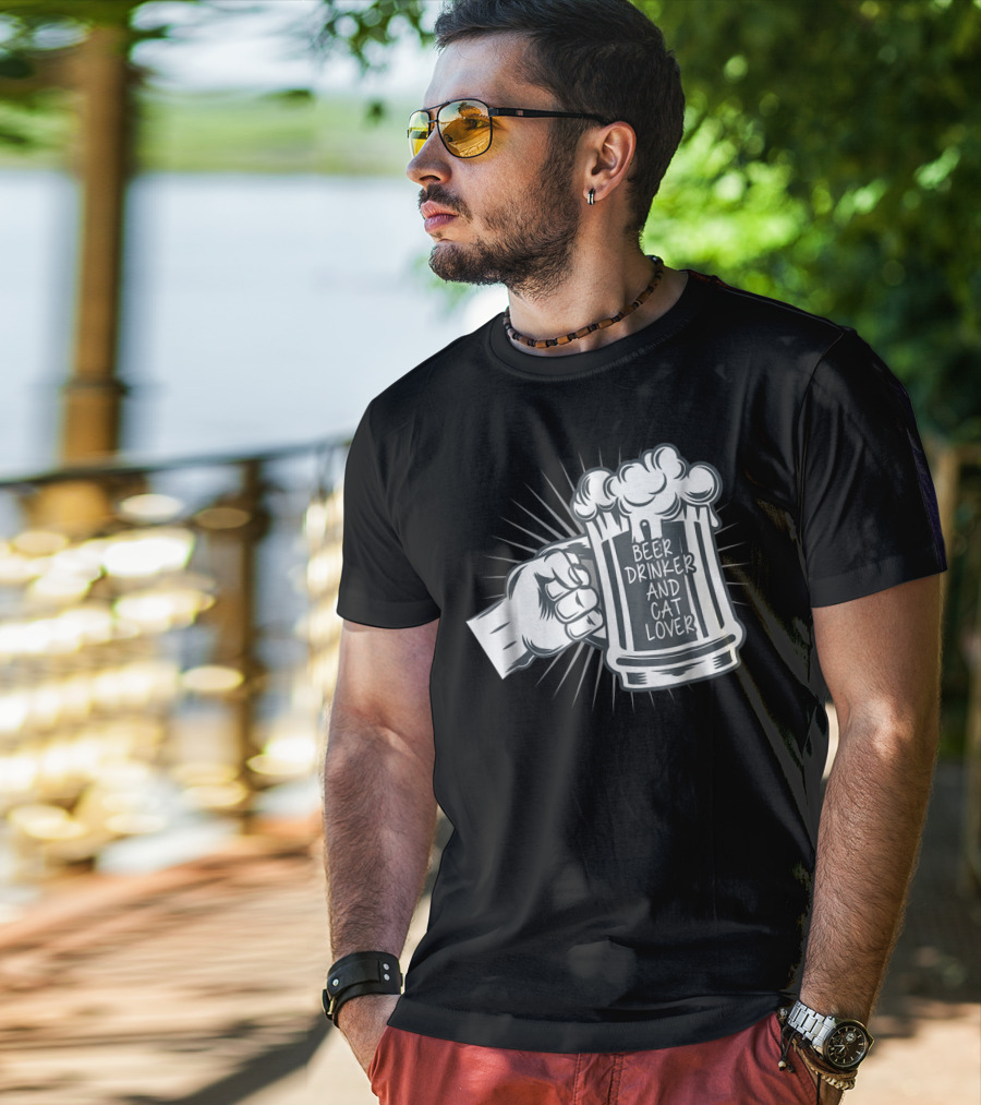 Beer Drinker And Cat Lover Cat Dad81 T-Shirt
