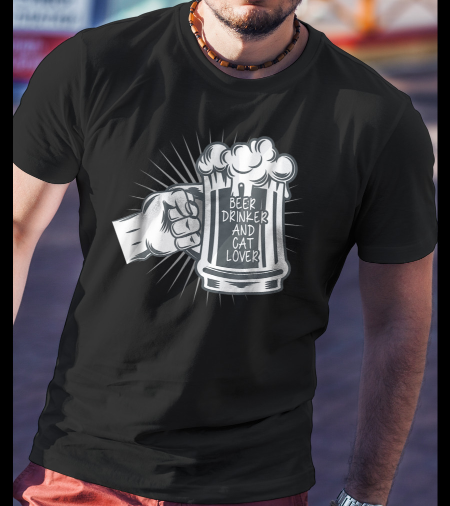 Beer Drinker And Cat Lover Cat Dad81 T-Shirt