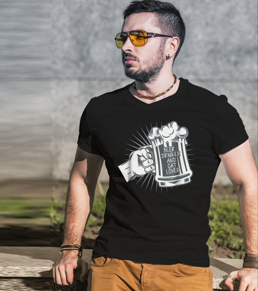 Beer Drinker And Cat Lover Cat Dad81 T-Shirt