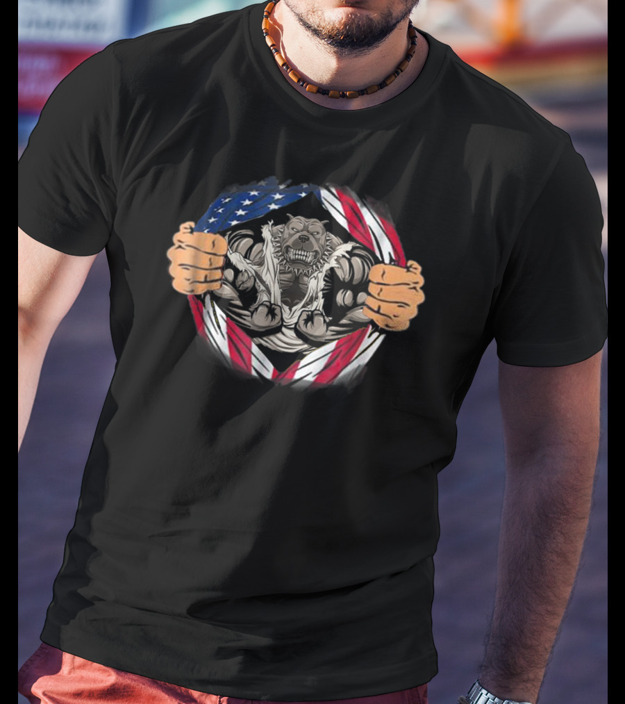 American Pitbull Strength Within US Flag S84 T-Shirt