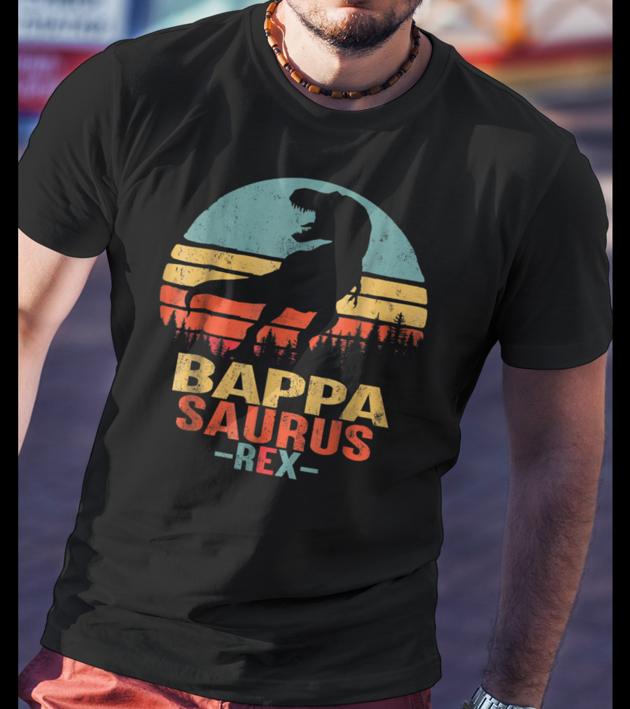 Bappasaurus Rex Dinosaur Retro Sunset T-Shirt