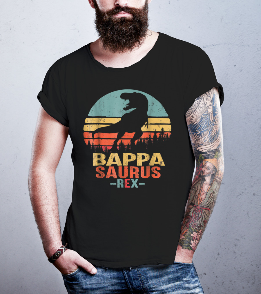Bappasaurus Rex Dinosaur Retro Sunset T-Shirt