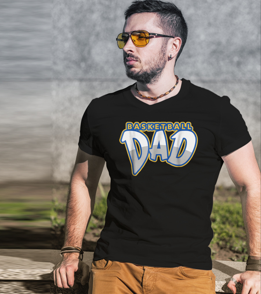 Basketball Dad Bold Blue And Yellow T-Shirt