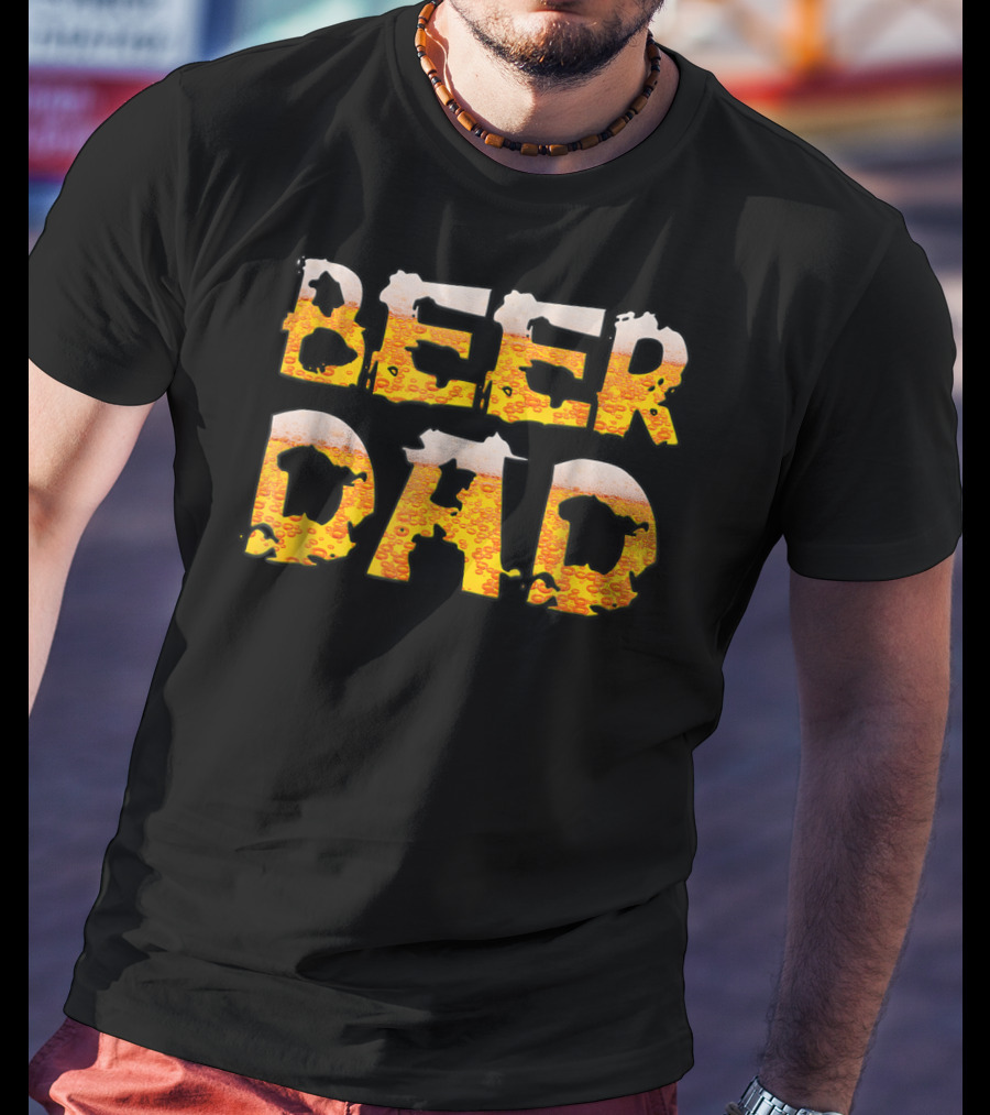 Beer Dad Drinking For Fathers Who Enjoy Beer-Covered Letters T-Shirt