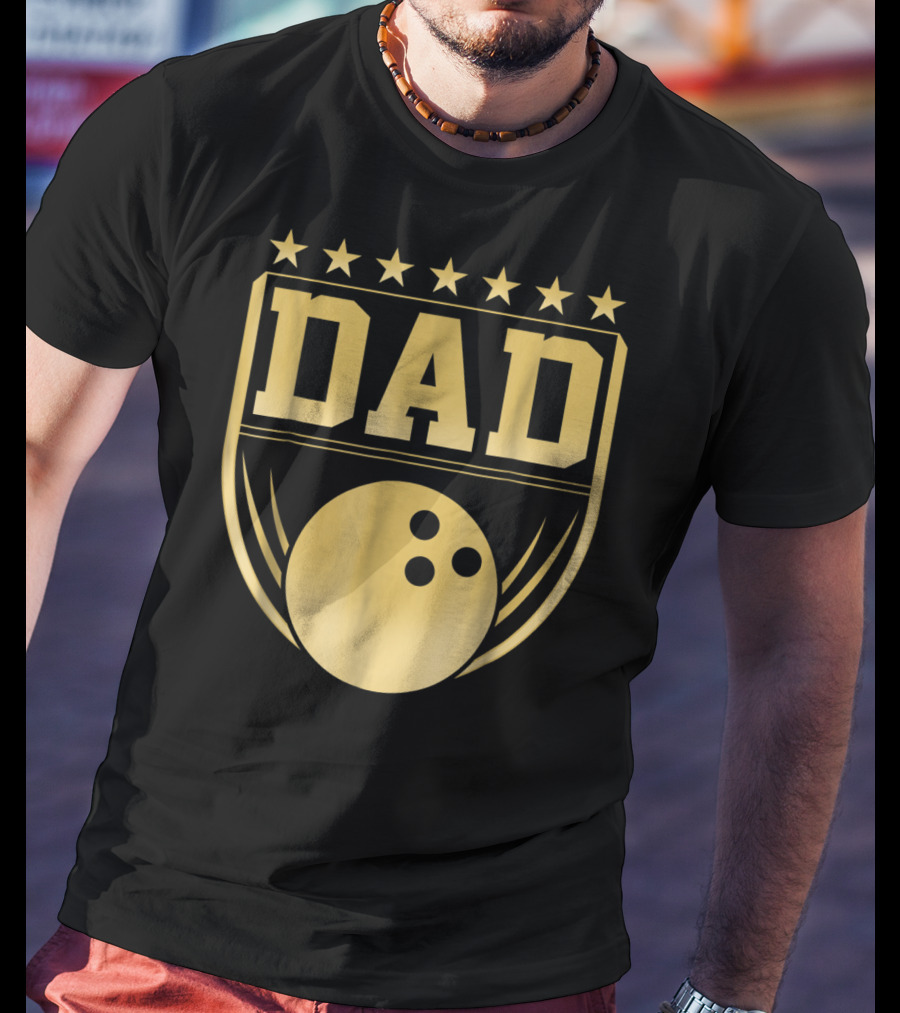Dad Bowling Golden Shield Medal T-Shirt