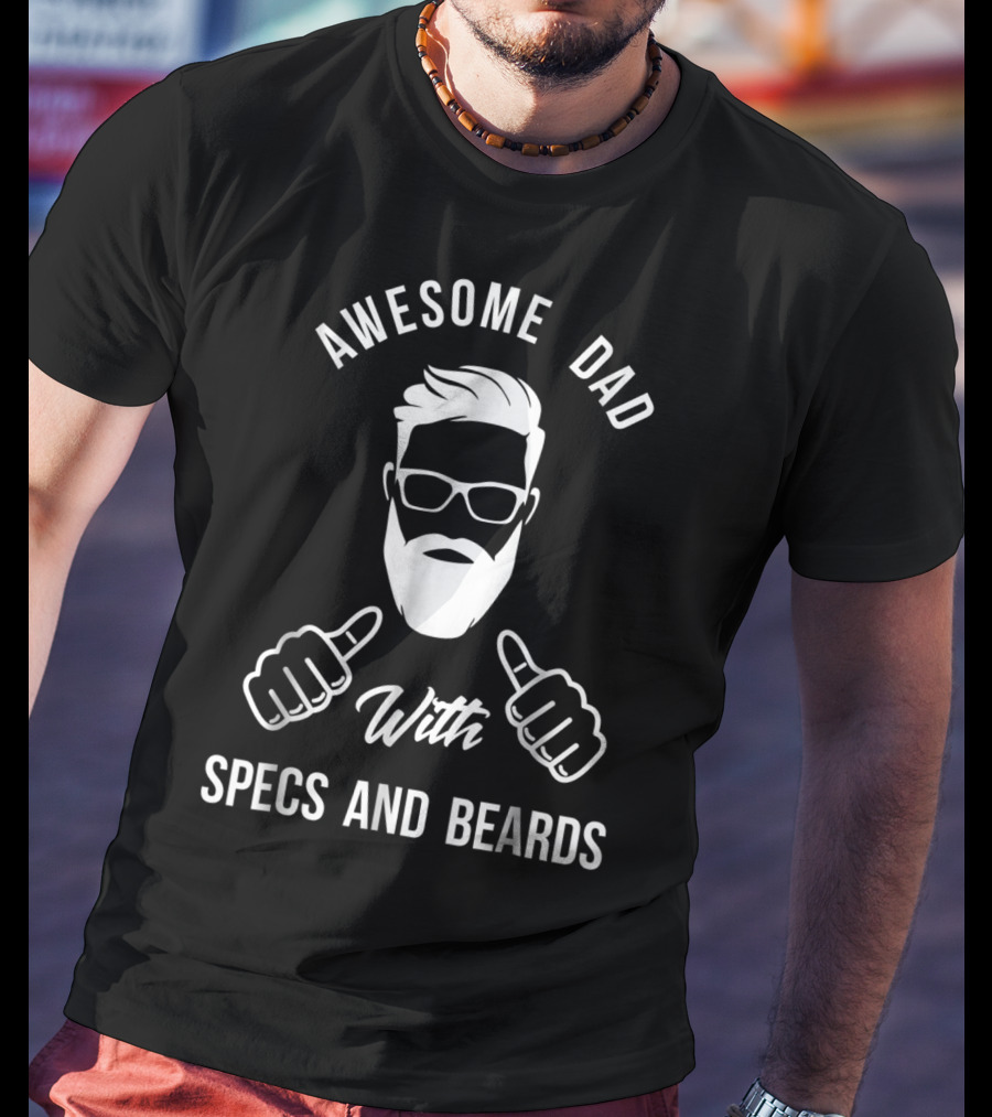 Awesome Dad With Specs And Beards Thumbs Up T-Shirt
