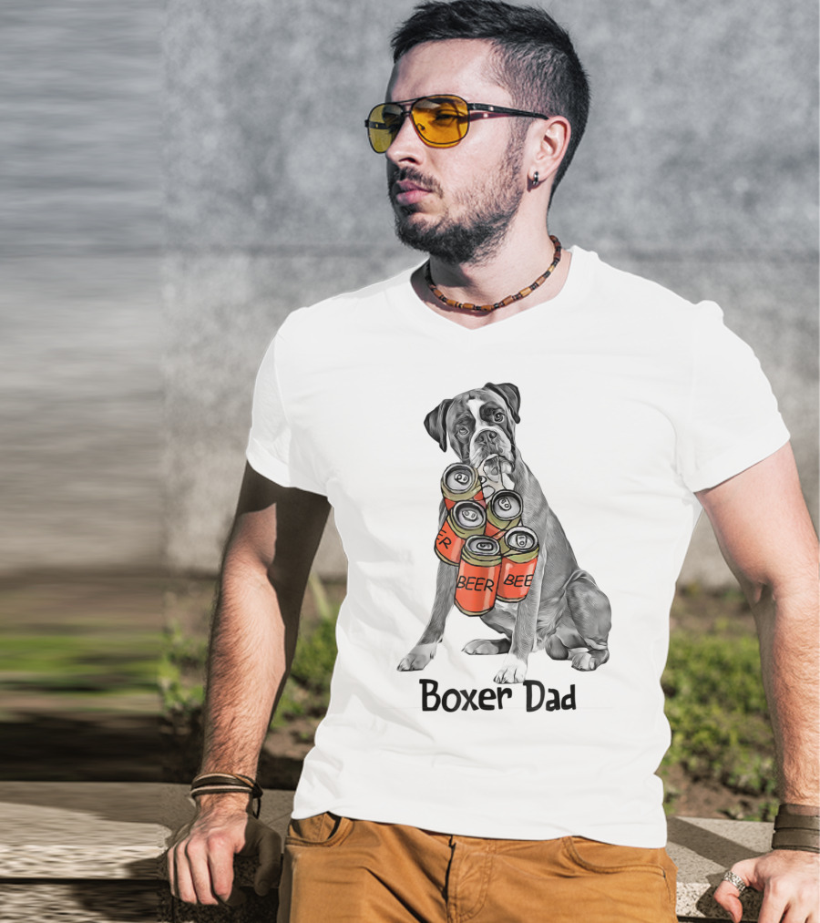 Boxer Dad Beer Can Fetcher T-Shirt