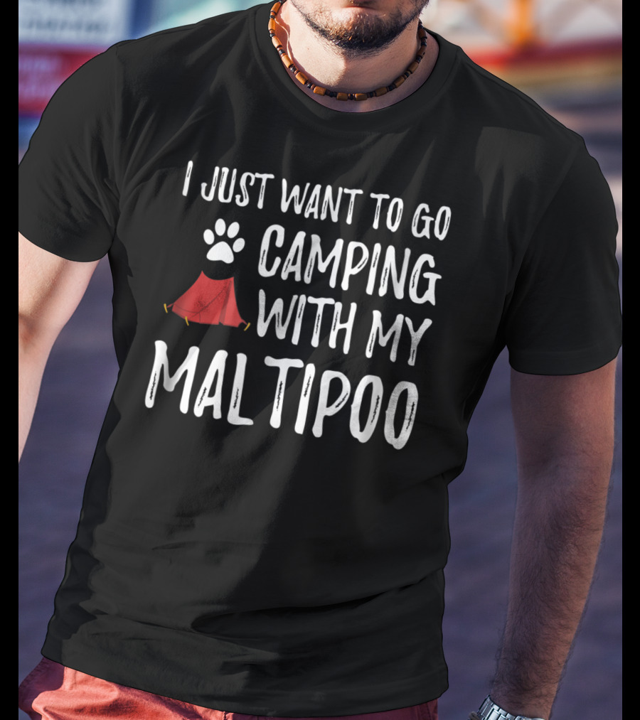 Camping With My Maltipoo For Funny Dog Mom Or Dog Dad Camper91 T-Shirt