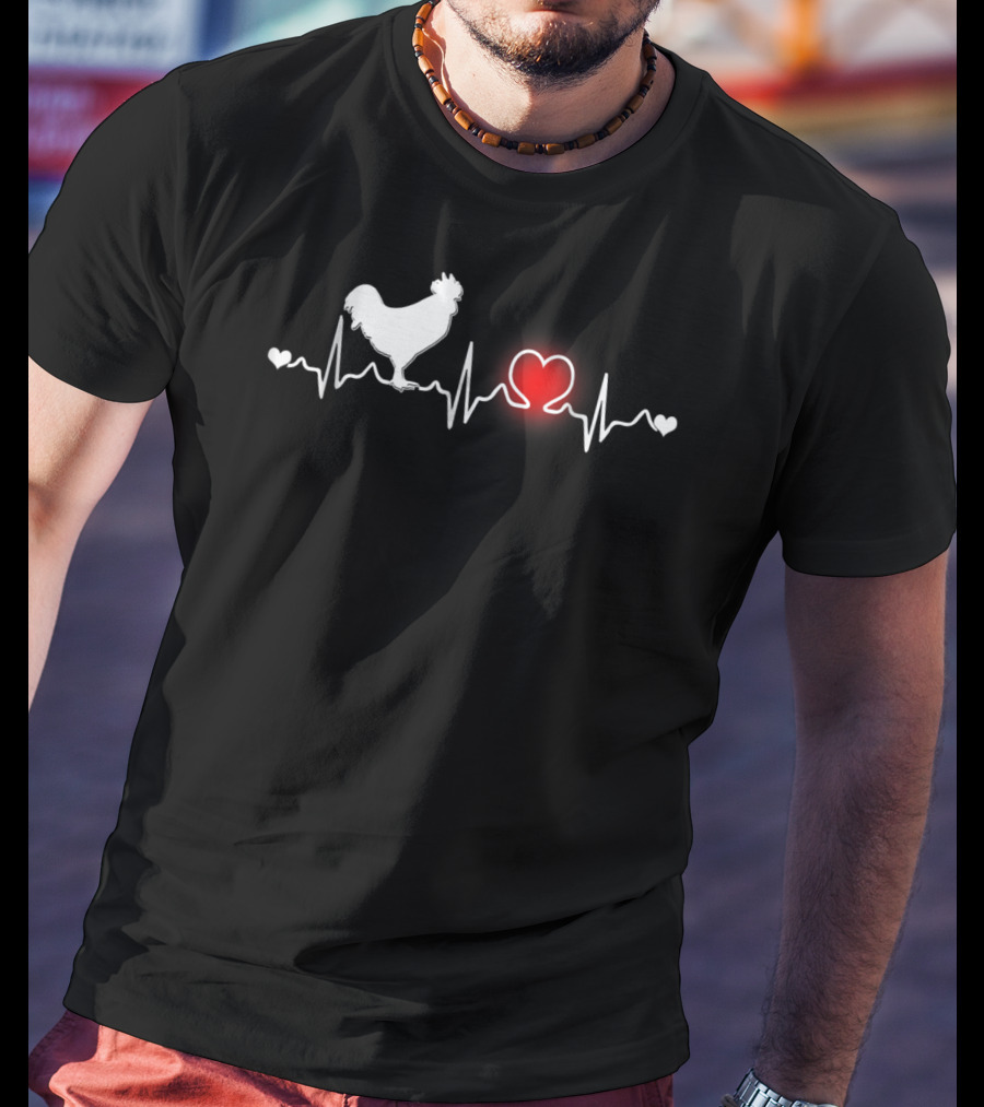 Chicken Girls Boys Heartbeat Rooster Love T-Shirt