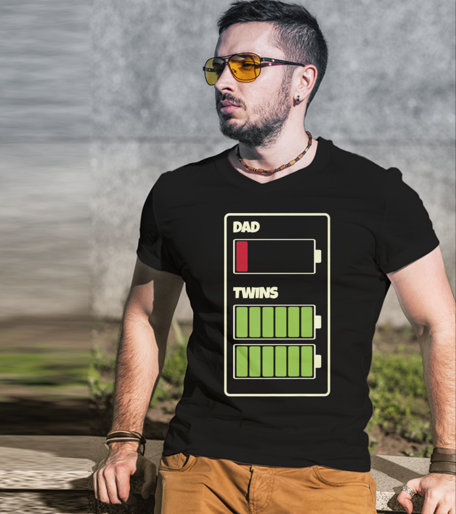 Dad Low Battery Twins Full Charge T-Shirt