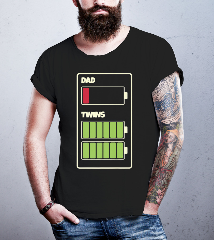 Dad Low Battery Twins Full Charge T-Shirt