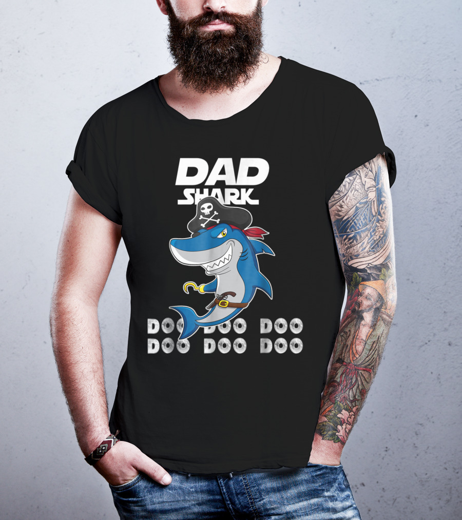Dad Shark Doo Doo Doo Pirate Hook Adventure T-Shirt