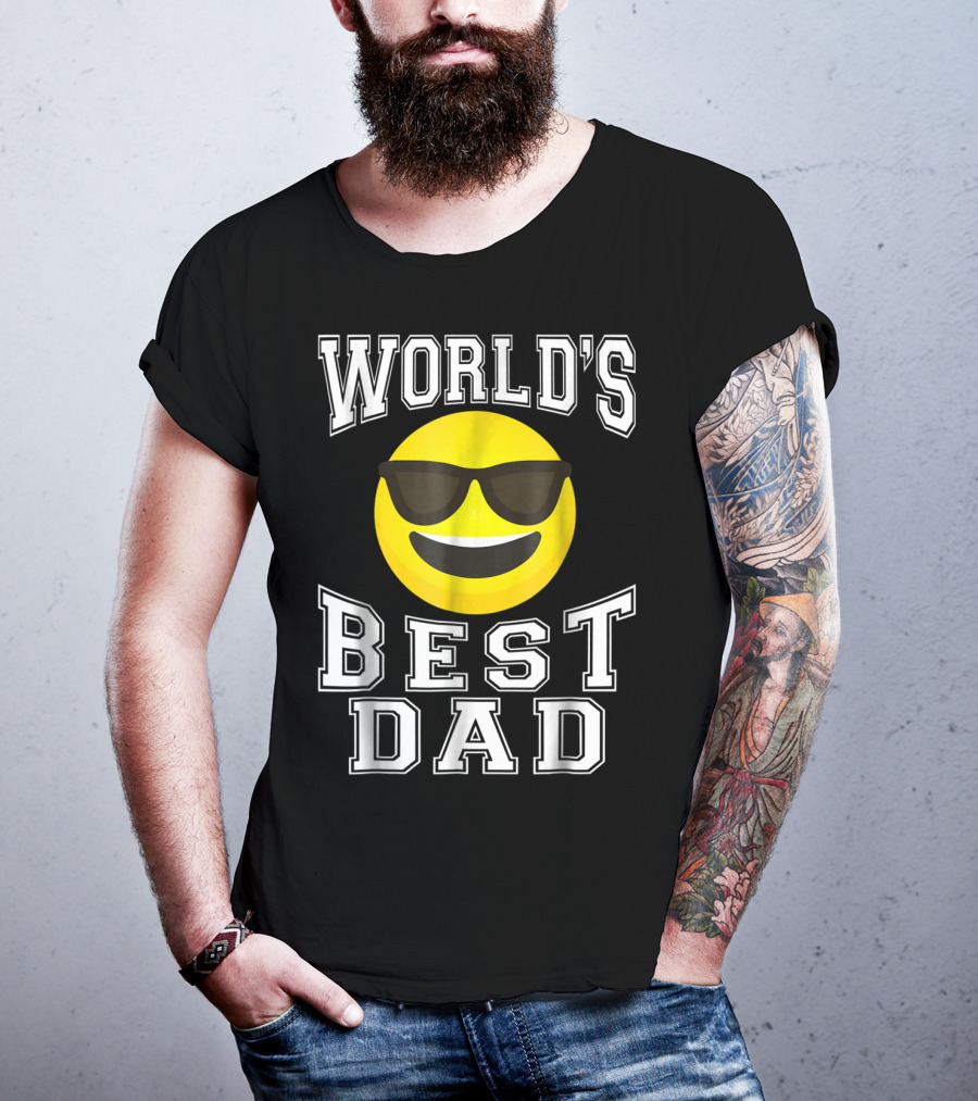 World's Best Dad Cool Emoticon T-Shirt