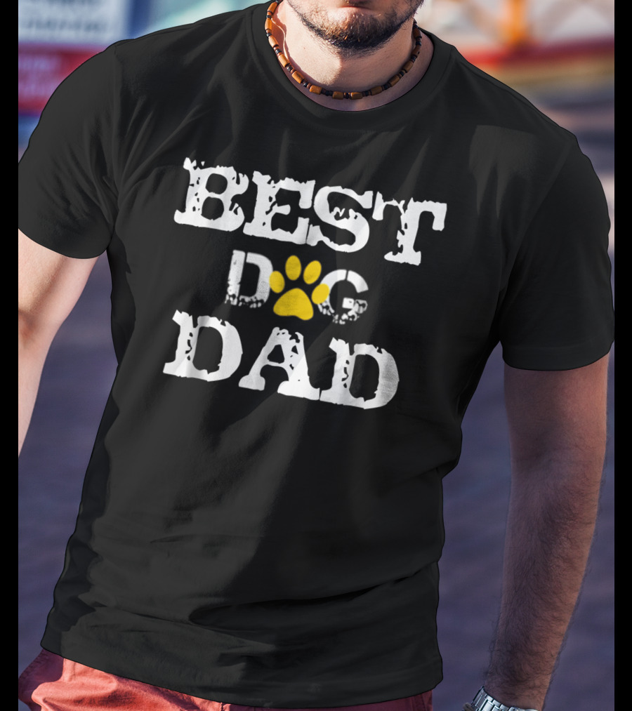 Best Dog Dad Paw Print Birthday T-Shirt