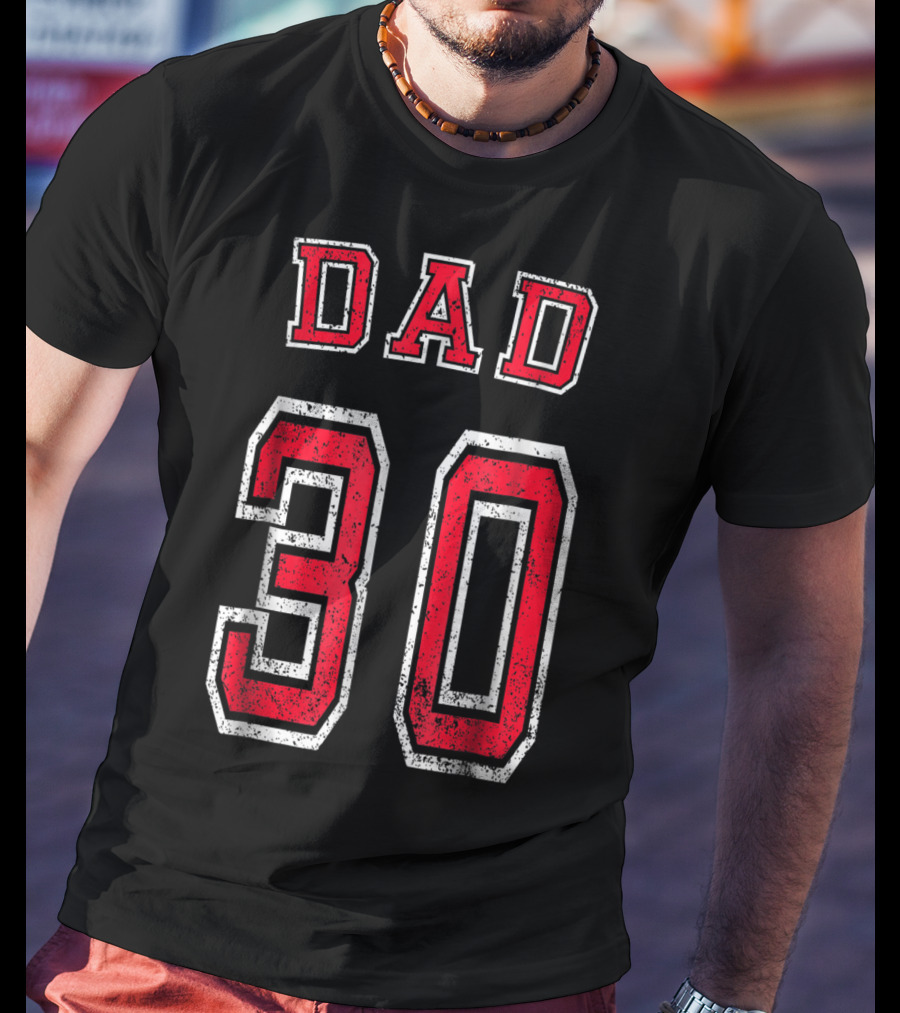 Dad 30 Distressed Football Birthday T-Shirt