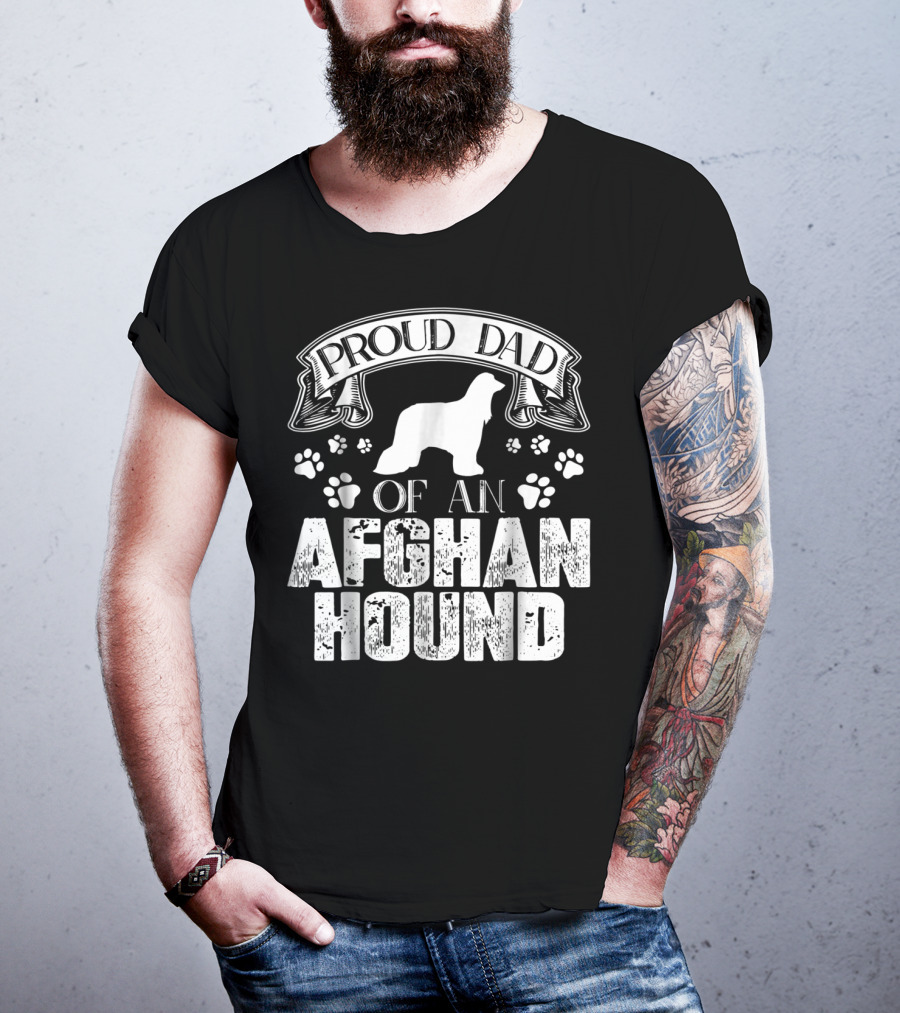 Proud Dad Of An Afghan Hound With Paw Prints T-Shirt