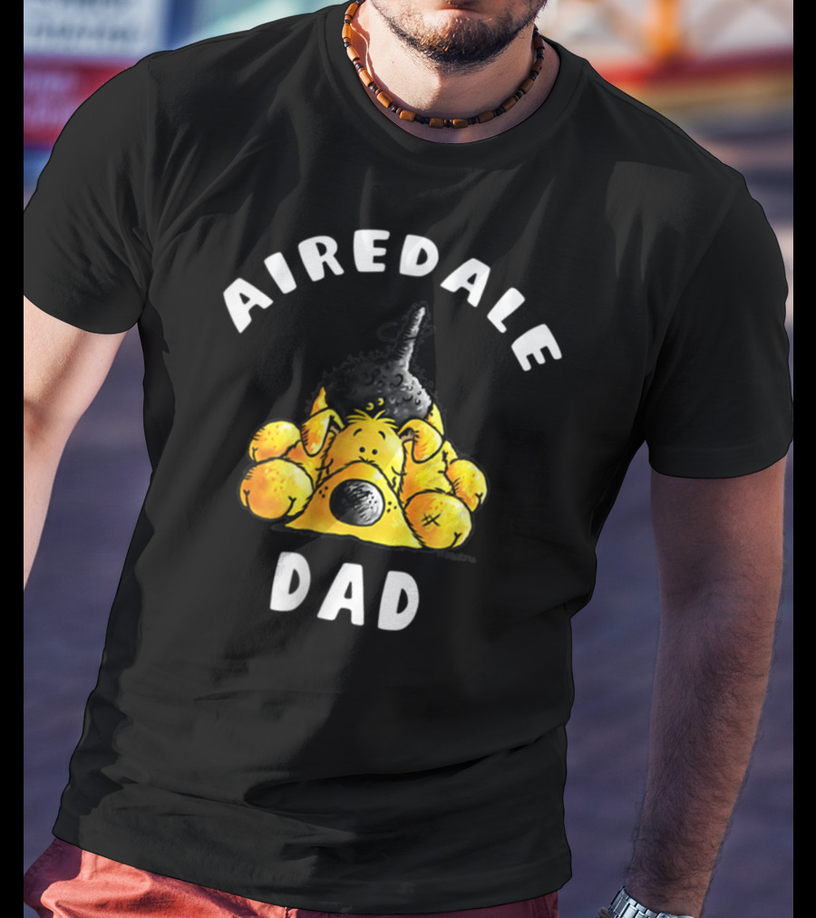 Airedale Terrier Dad Dog Breed Cartoon T-Shirt