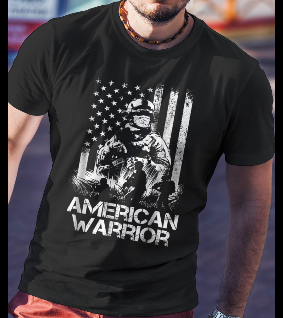 American Warrior Veteran Proud USA Patriotic Soldier T-Shirt