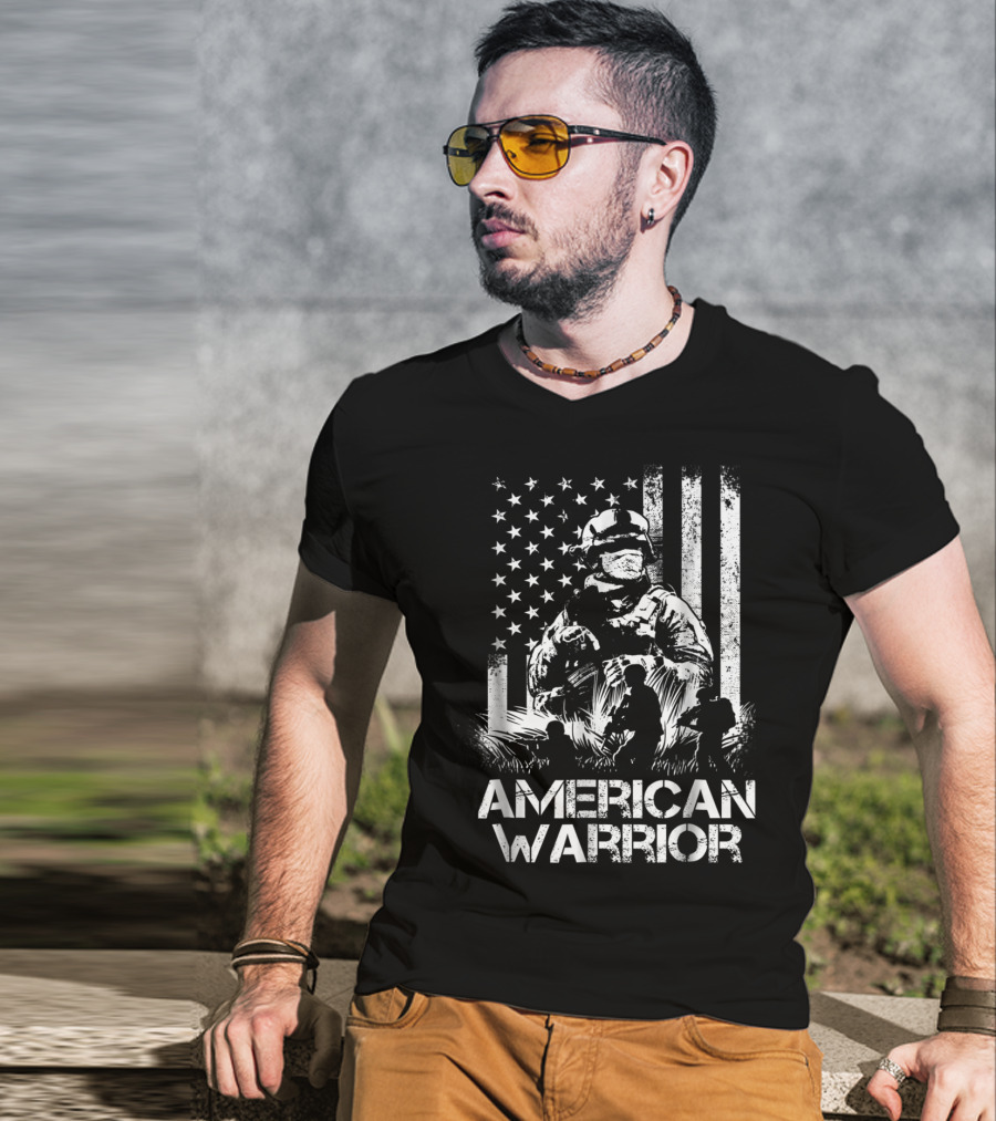 American Warrior Veteran Proud USA Patriotic Soldier T-Shirt