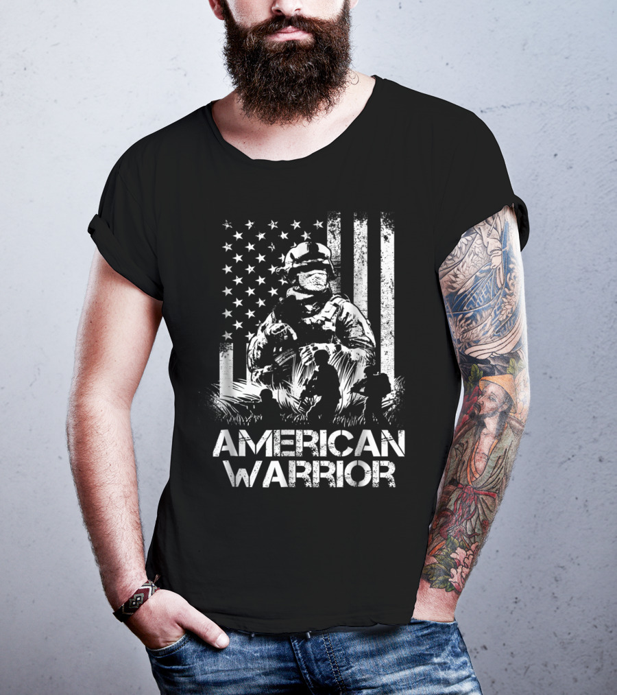 American Warrior Veteran Proud USA Patriotic Soldier T-Shirt
