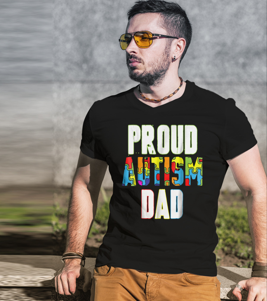 PROUD AUTISM DAD Autism Awareness Product T-Shirt