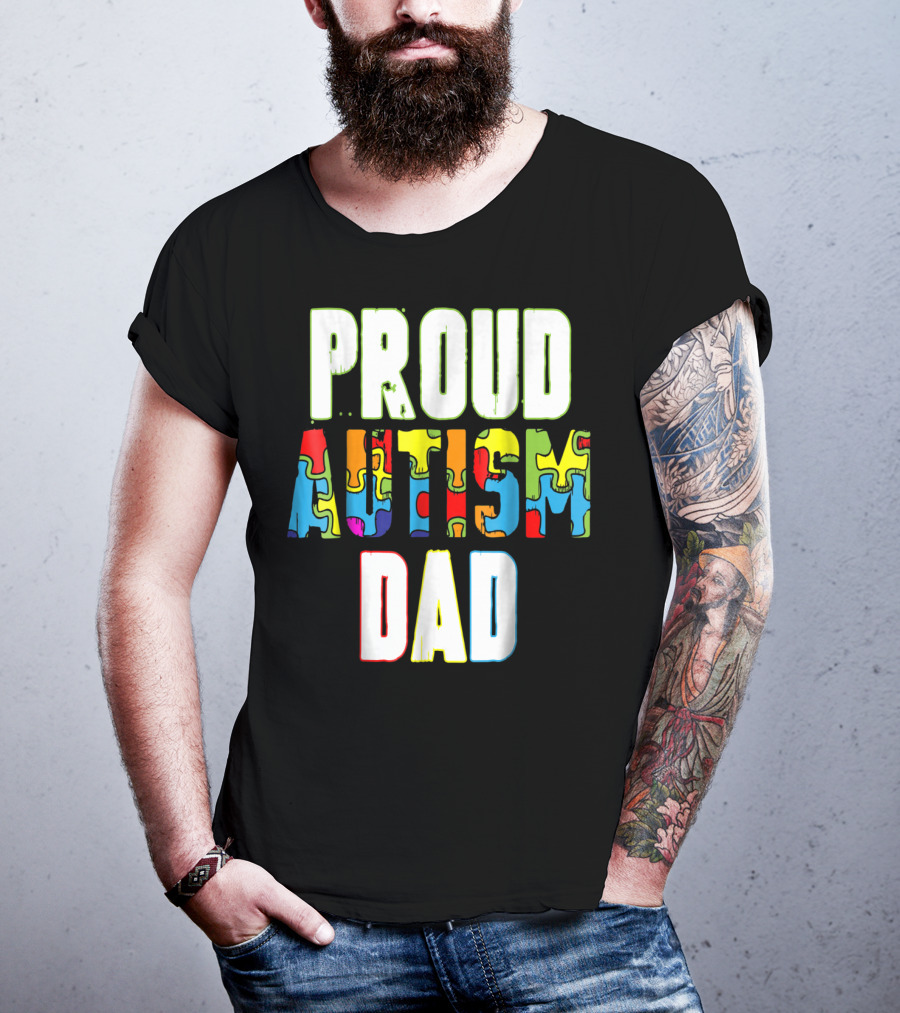 PROUD AUTISM DAD Autism Awareness Product T-Shirt