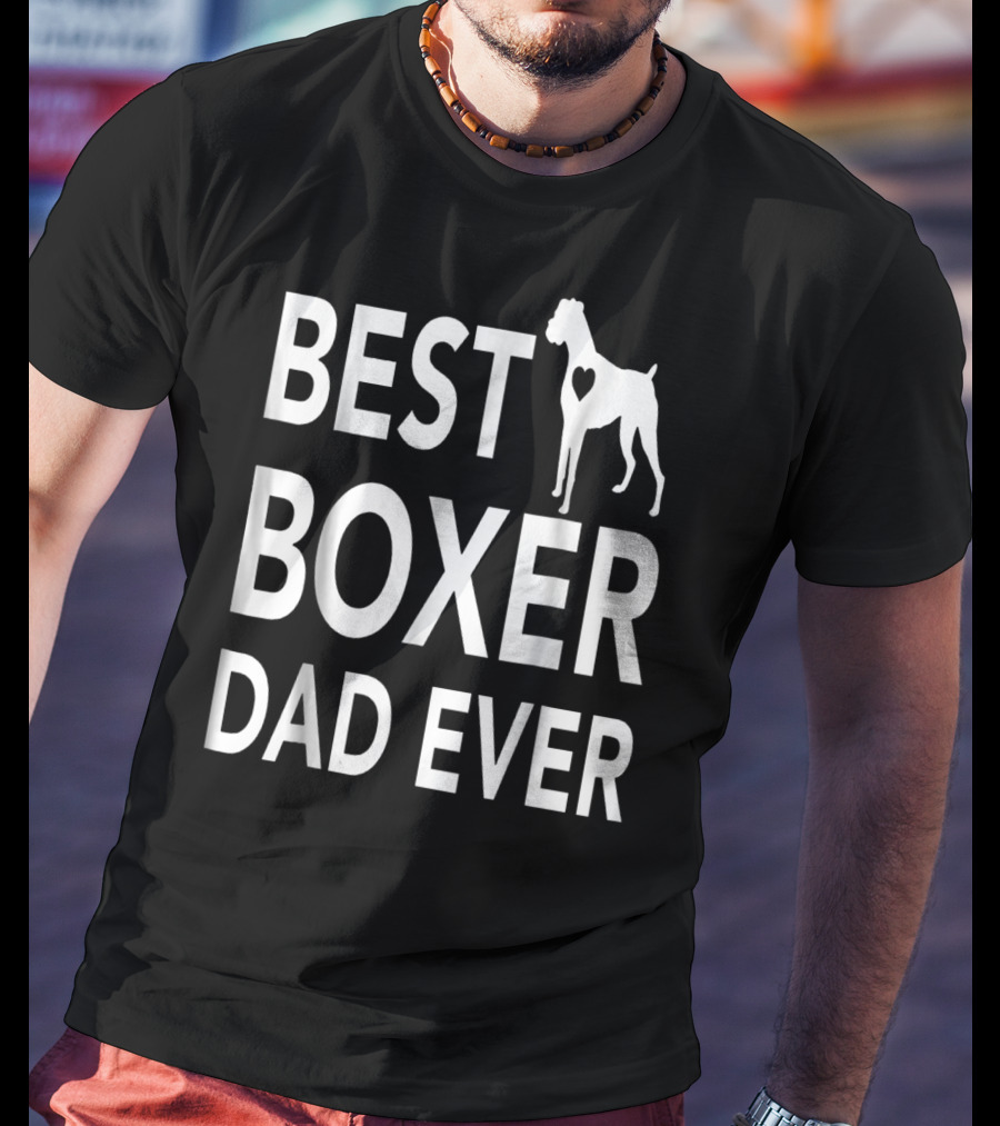Best Boxer Dog Dad Ever With Heart-Shaped Cutout Boxer T-Shirt