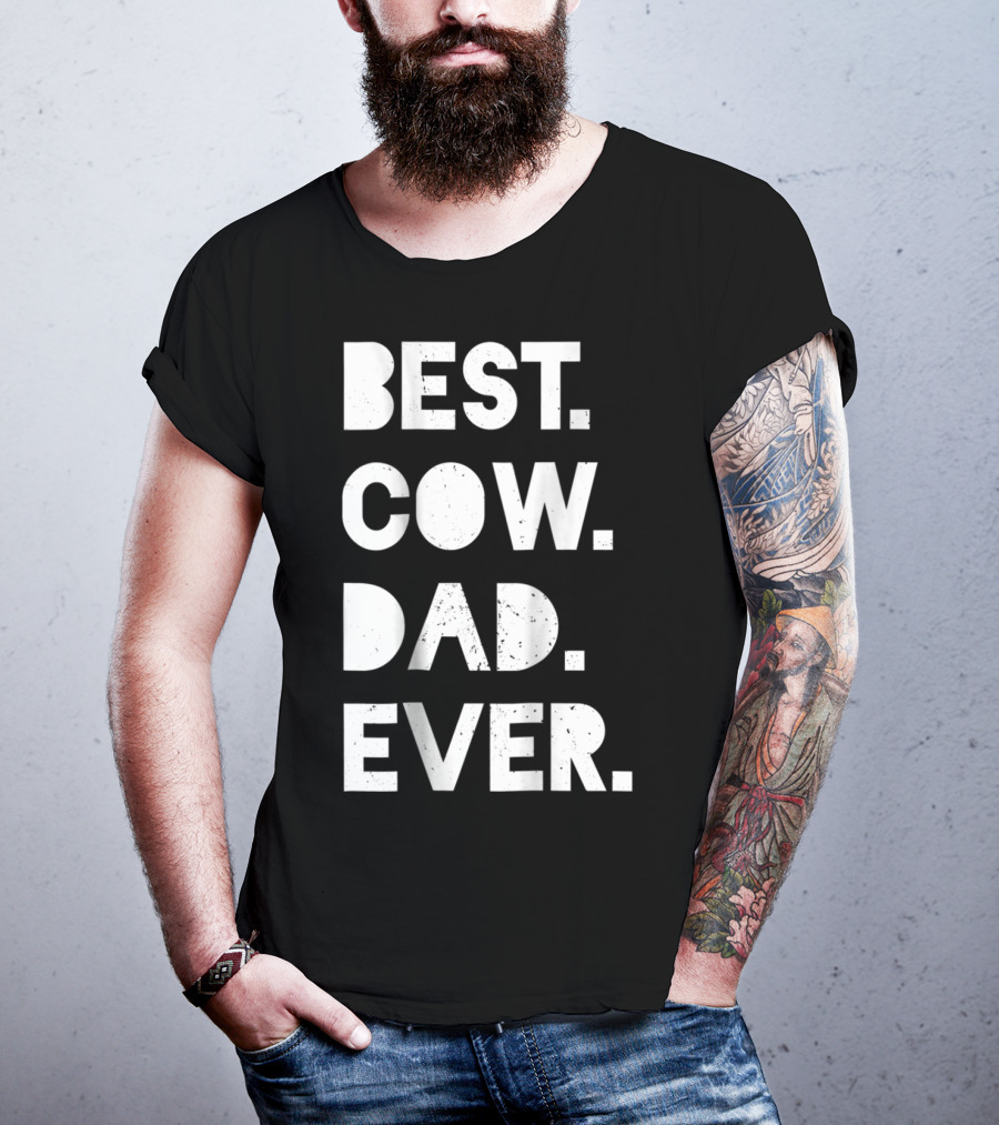 Best Cow Dad Ever Mens Vintage Farmer Gift T-Shirt