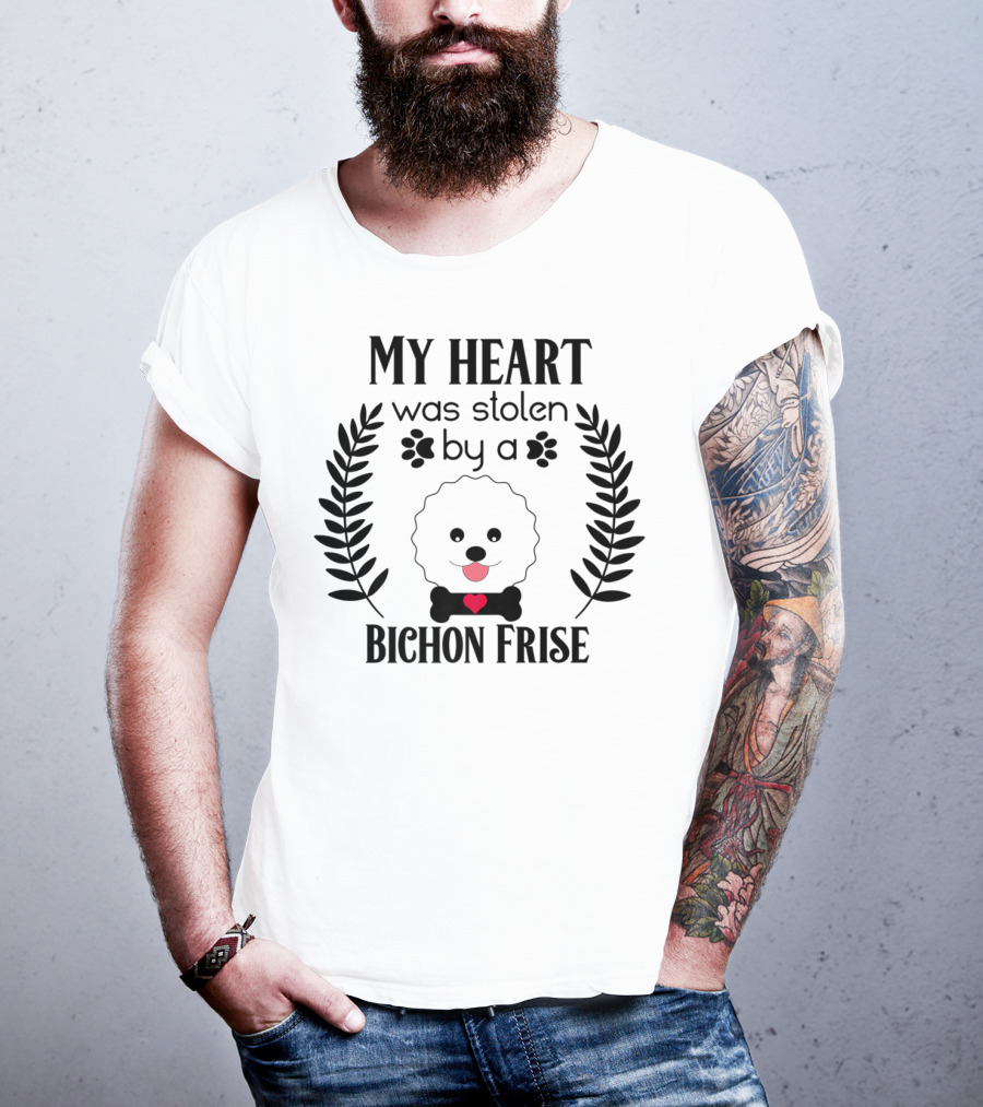 My Heart Was Stolen By A Bichon Frise Puppy Lover Dog Dad Canine Puppies T-Shirt