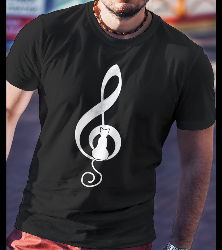 Cat Musical Gclef Music Lover Cat T-Shirt