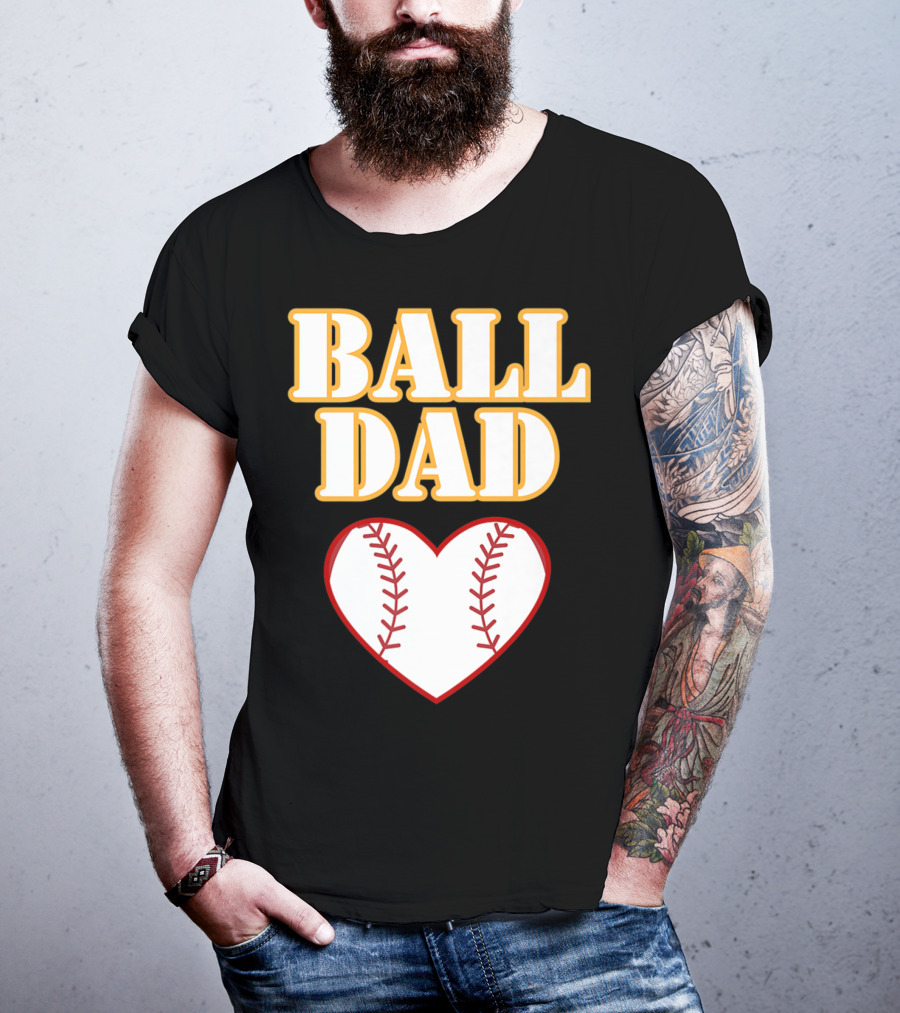 Ball Dad Heart Love Baseball Softball 14 T-Shirt