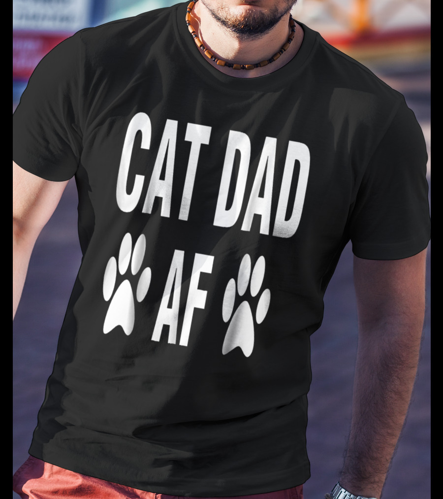 CAT DAD AF Paw Prints T-Shirt