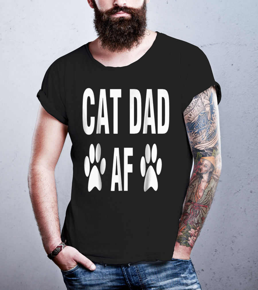 CAT DAD AF Paw Prints T-Shirt