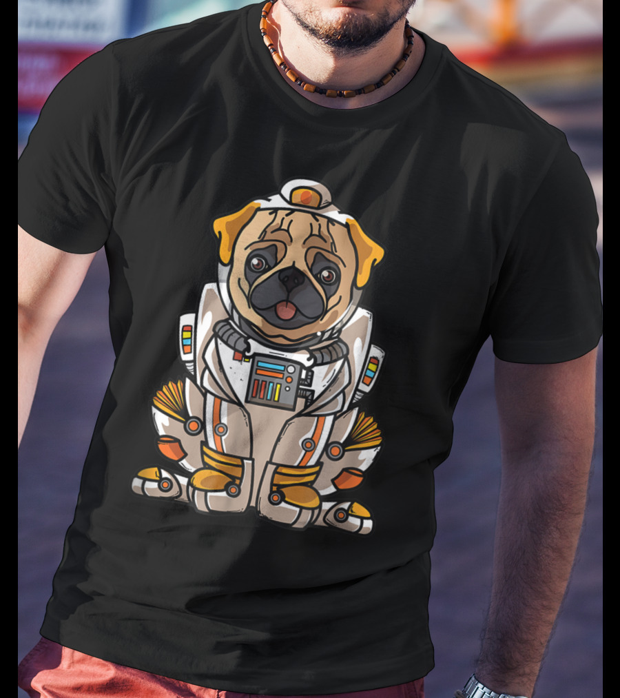 Christmas Space Pug Suit Astronaut Dog Owner T-Shirt