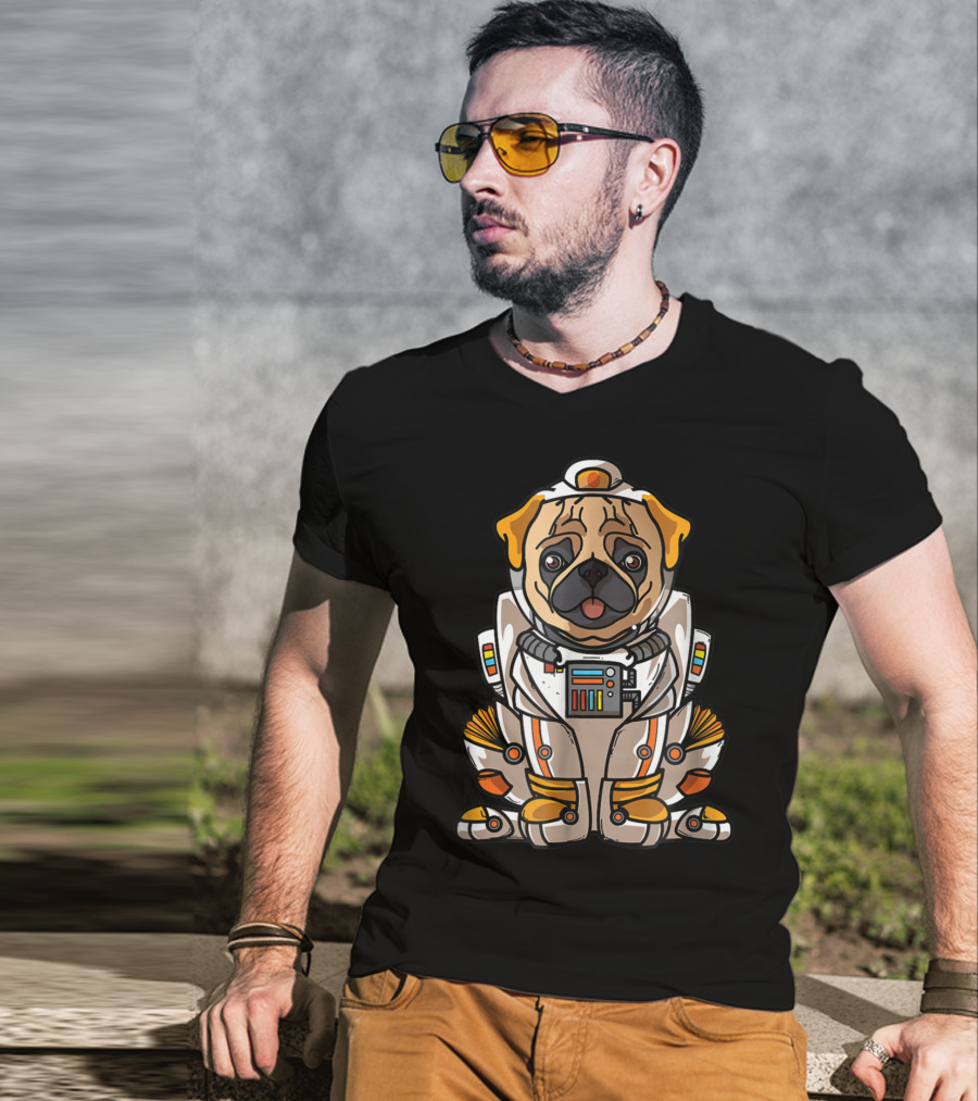 Christmas Space Pug Suit Astronaut Dog Owner T-Shirt