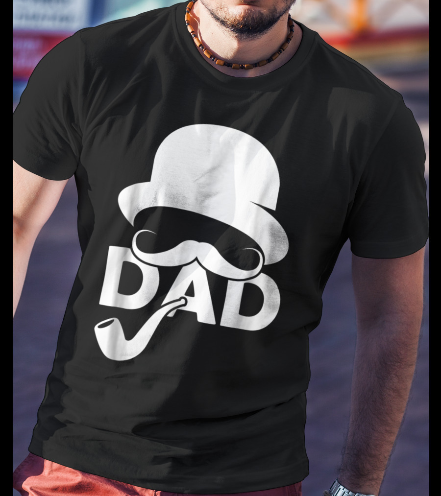 Cool Dad Mustache Hat Pipe T-Shirt