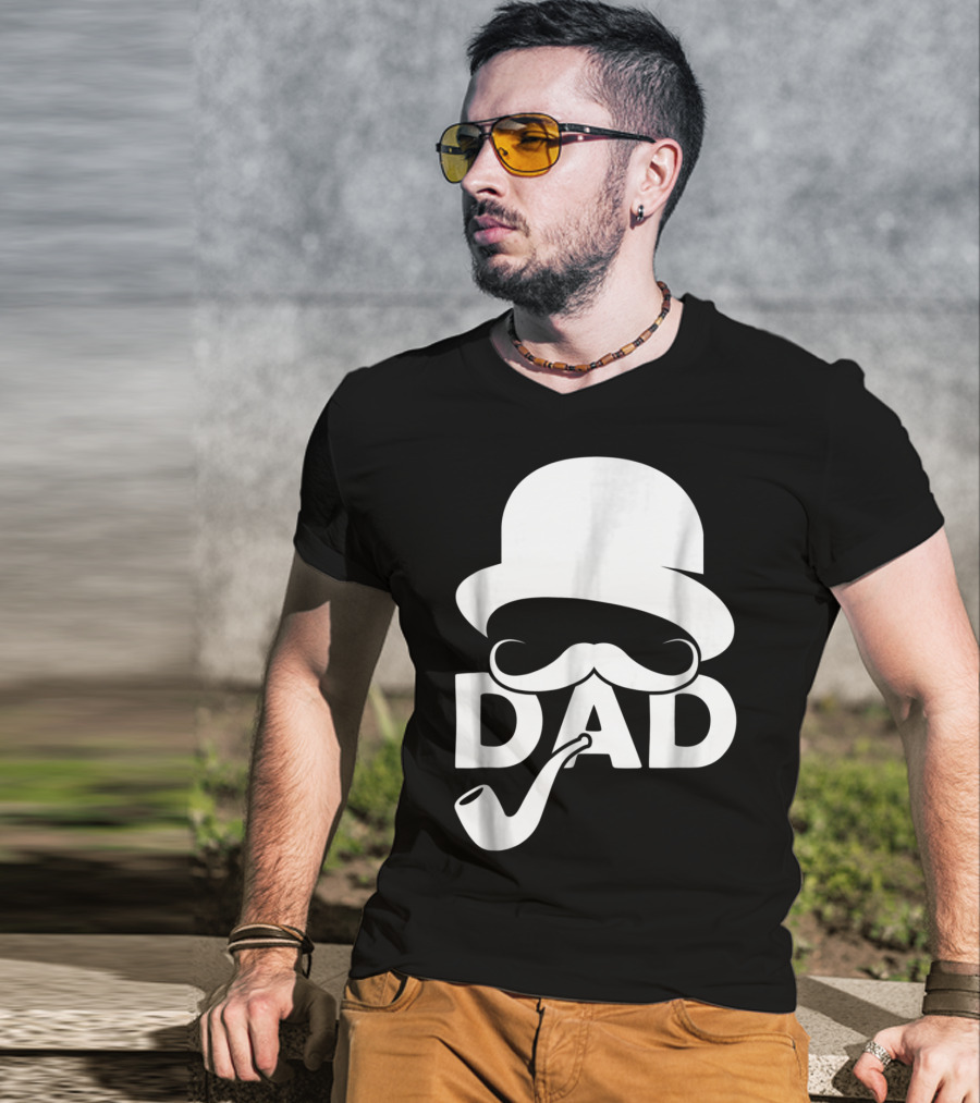 Cool Dad Mustache Hat Pipe T-Shirt