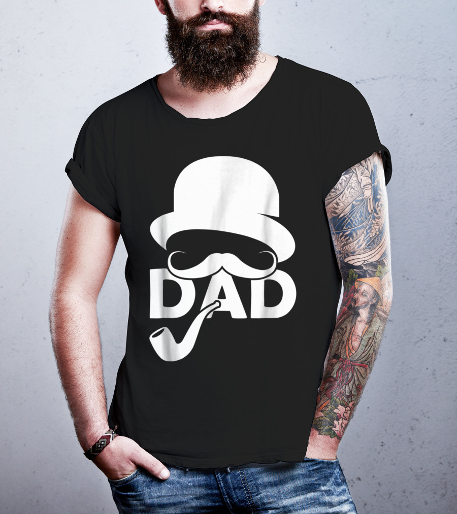 Cool Dad Mustache Hat Pipe T-Shirt