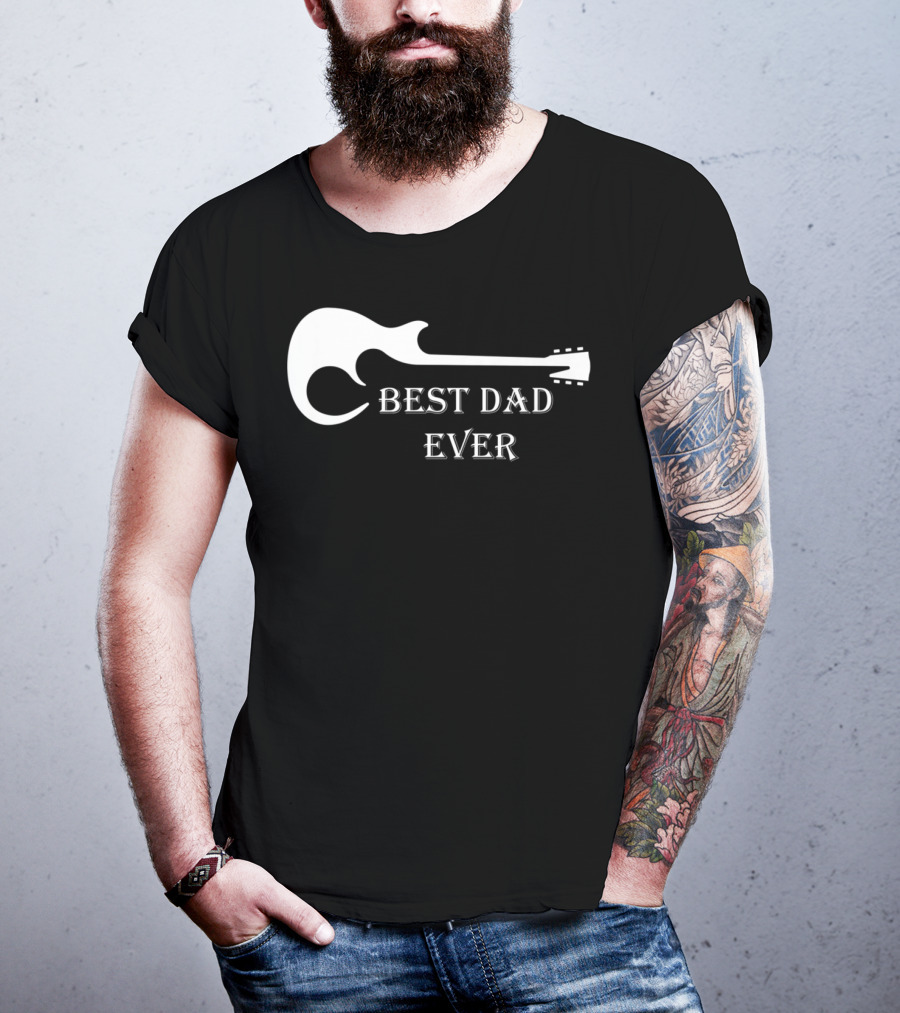 Best Dad Ever Guitar Silhouette Father's Day Musician Gift T-Shirt
