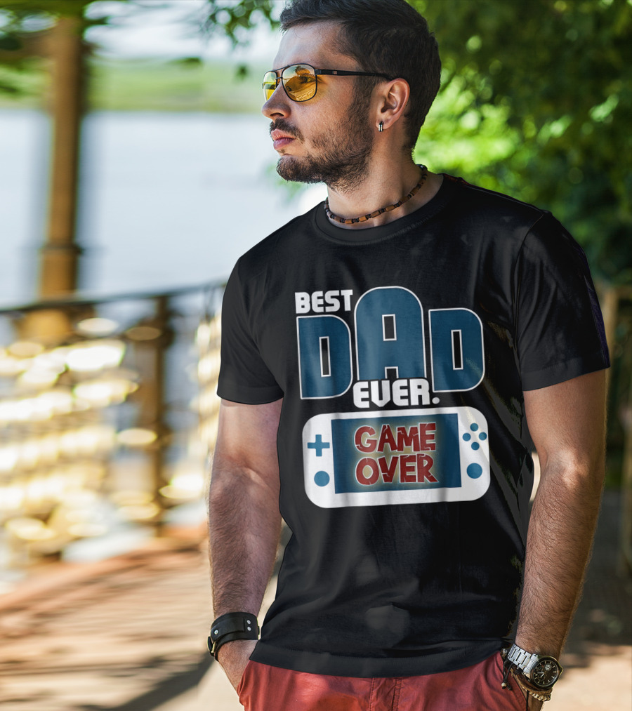 Best Dad Ever Game Over Controller Gaming T-Shirt