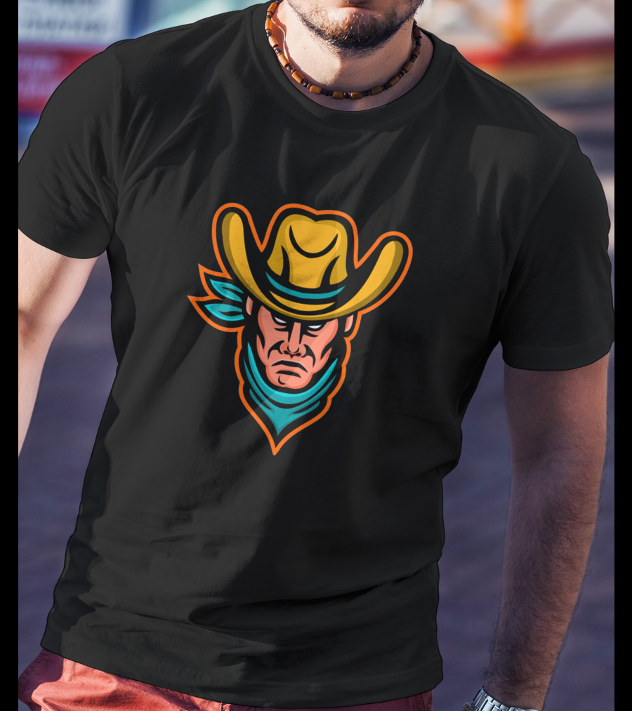 American Cowboy Mascot Icon With Hat And Bandana T-Shirt