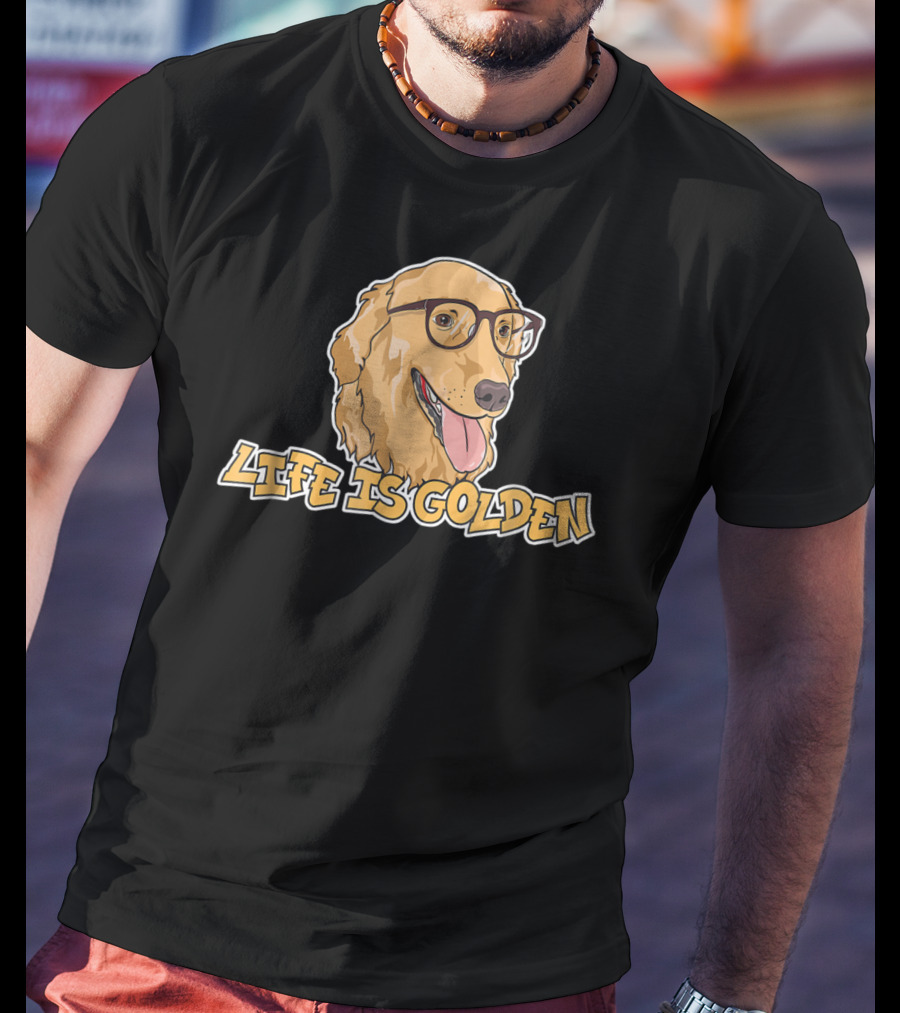 Life Is Golden Retriever Glasses T-Shirt