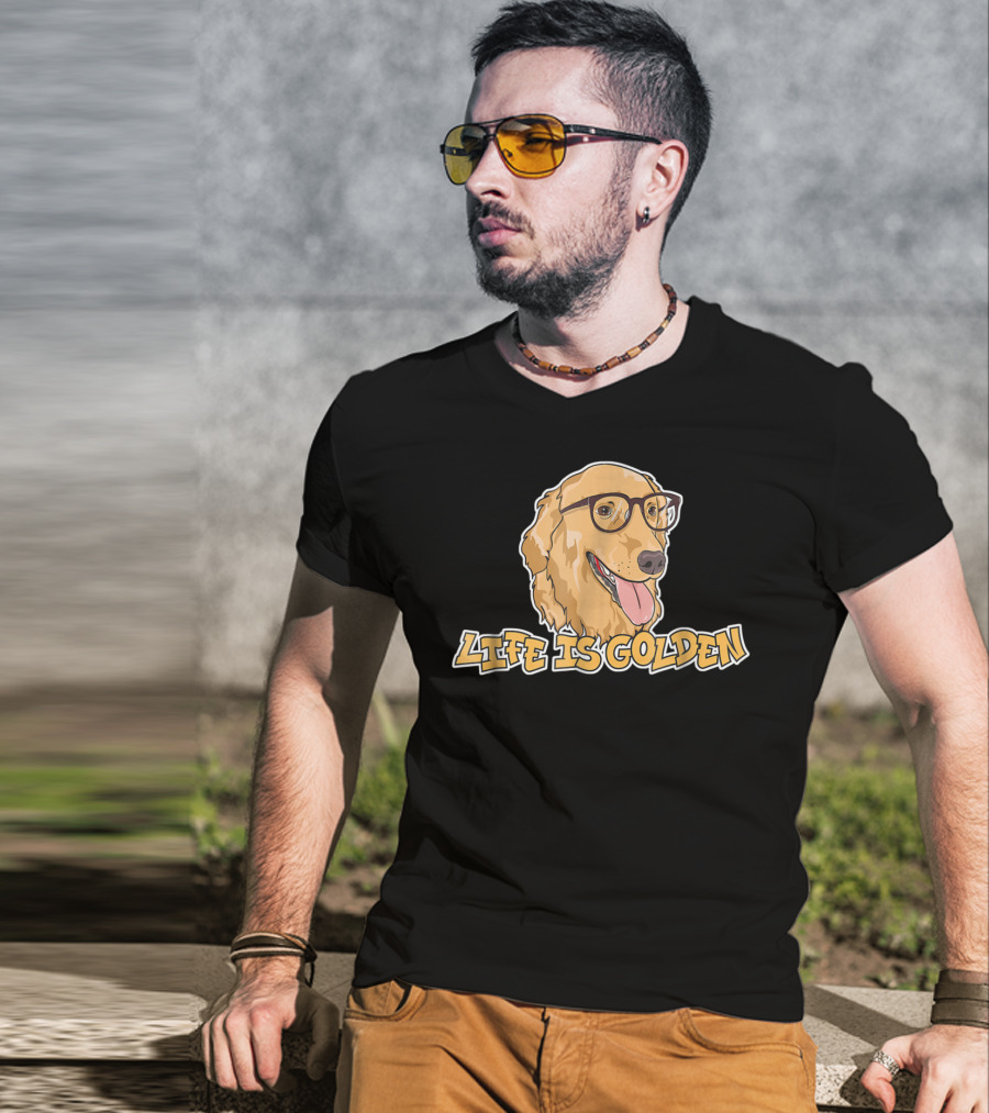 Life Is Golden Retriever Glasses T-Shirt