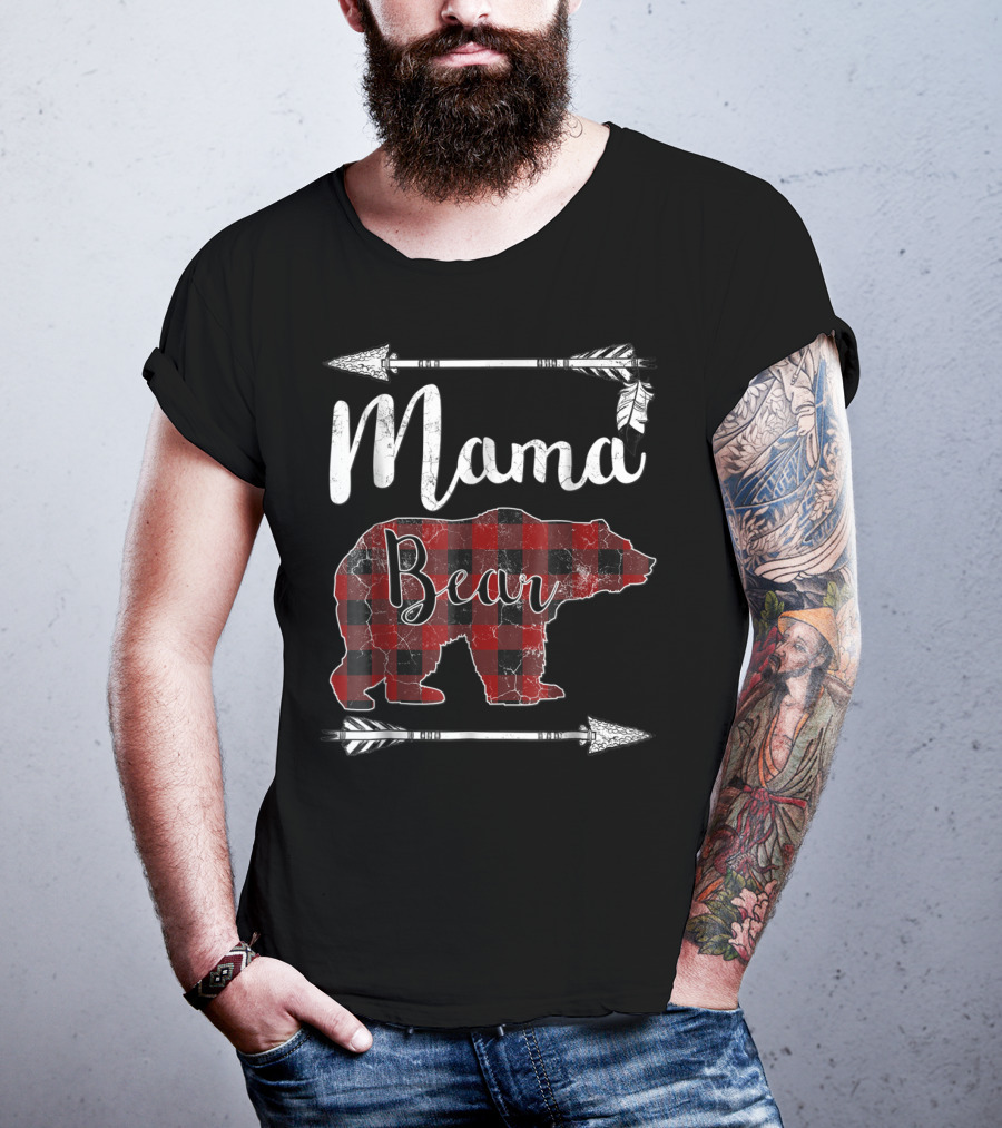 Mama Bear Buffalo Plaid Arrow T-Shirt