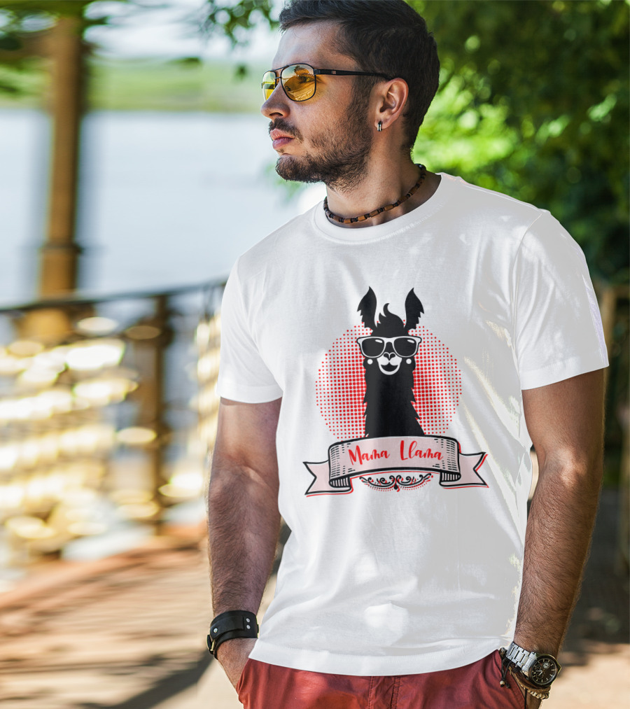 Mama Llama Cool Mom Mother Grandma Auntie81 Fun Llama Wearing Sunglasses T-Shirt