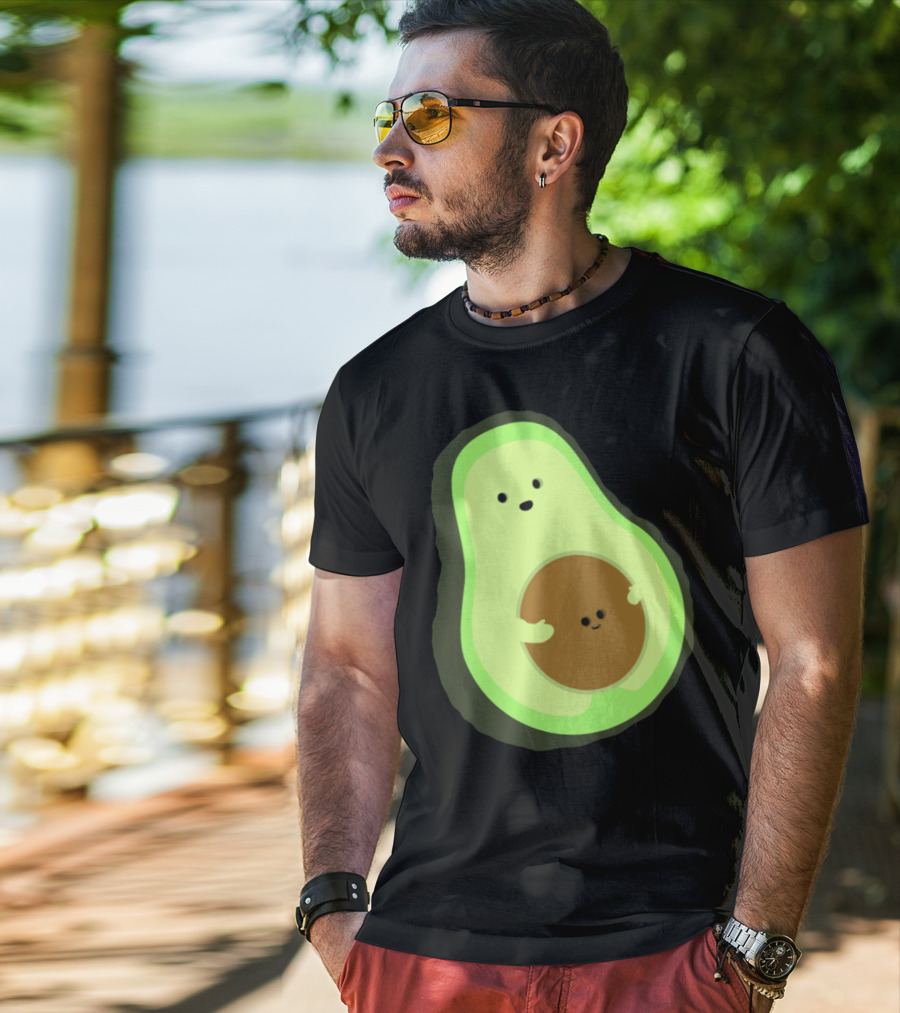 Cute LOL Avocado Pregnant Mom With Baby Seed T-Shirt