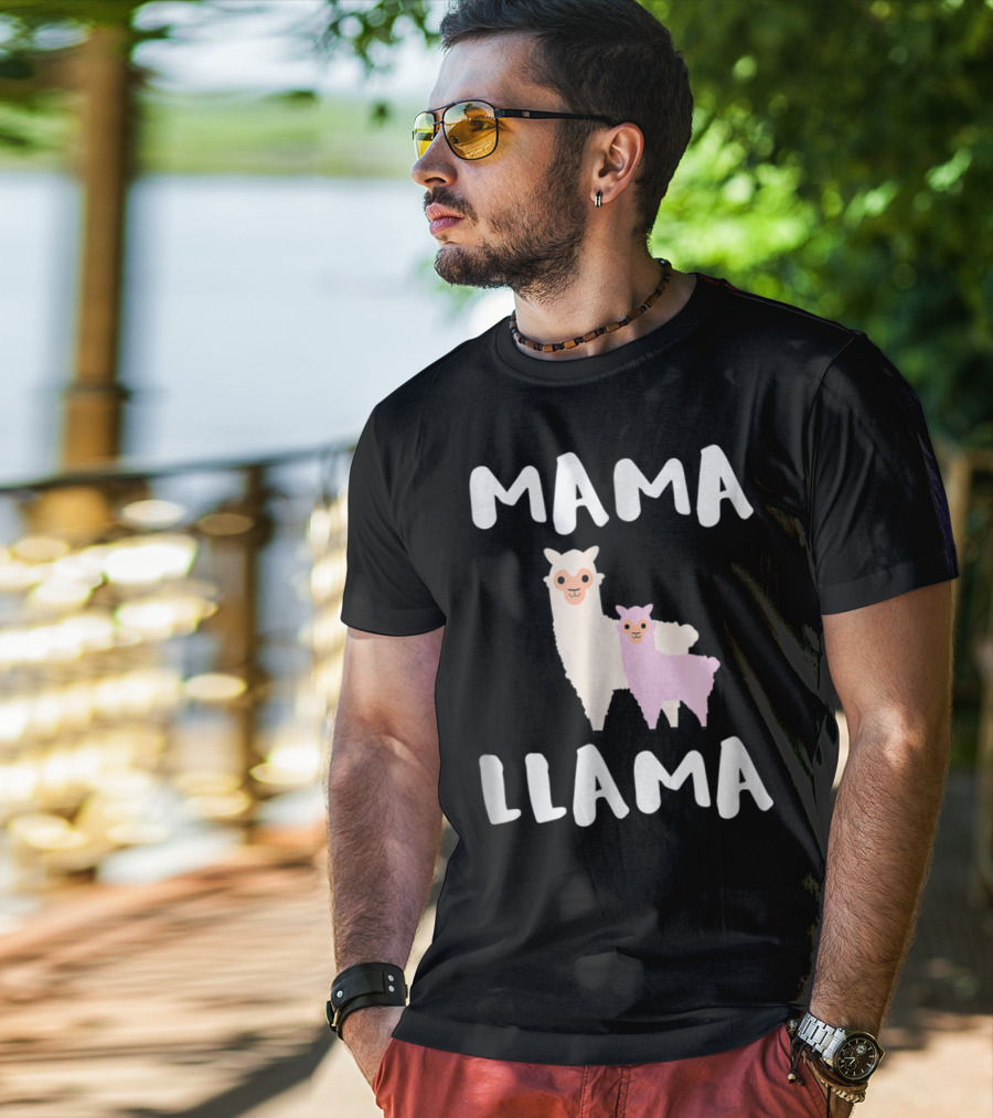 Mama Llama Cute Funny Llama Duo T-Shirt