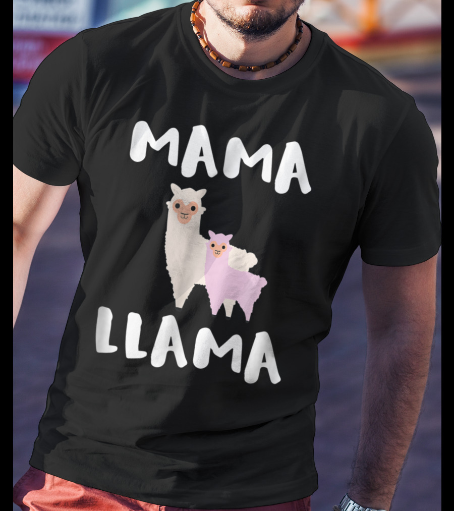 Mama Llama Cute Funny Llama Duo T-Shirt