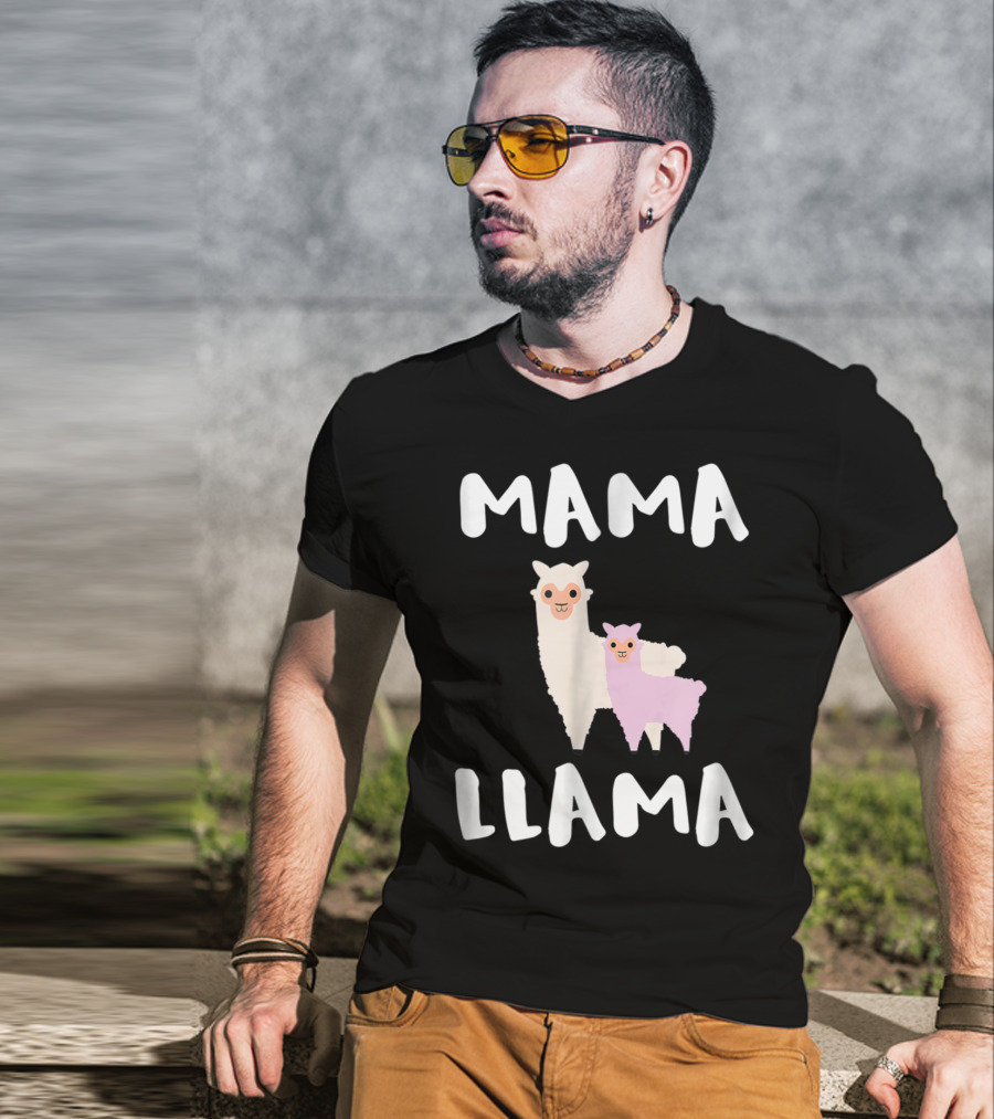 Mama Llama Cute Funny Llama Duo T-Shirt