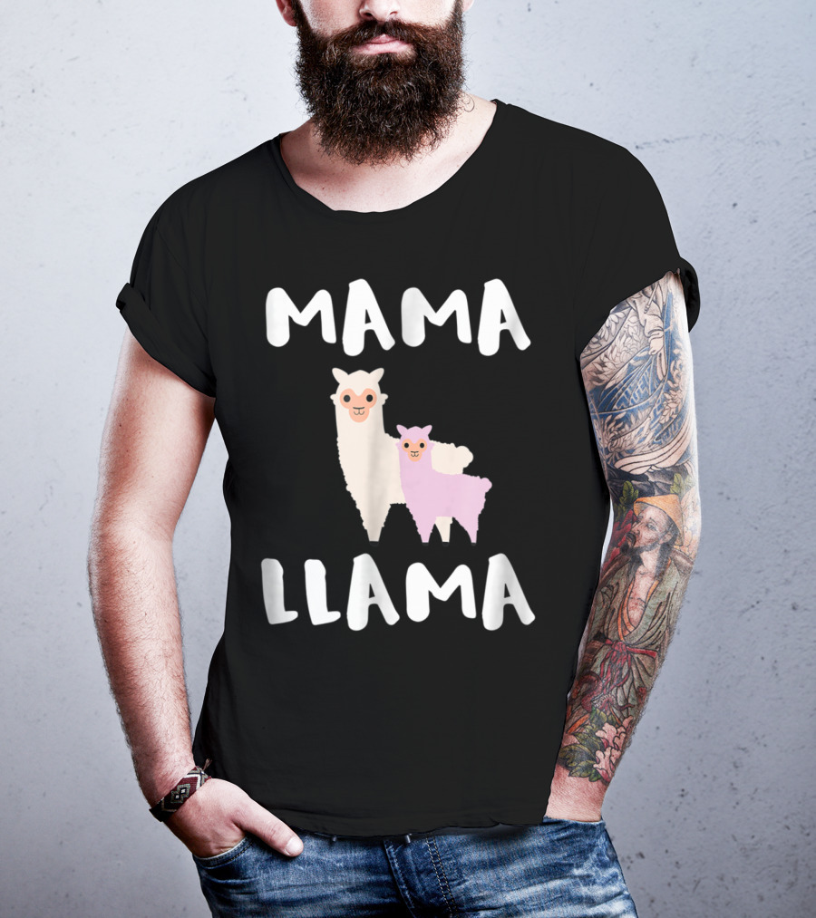 Mama Llama Cute Funny Llama Duo T-Shirt